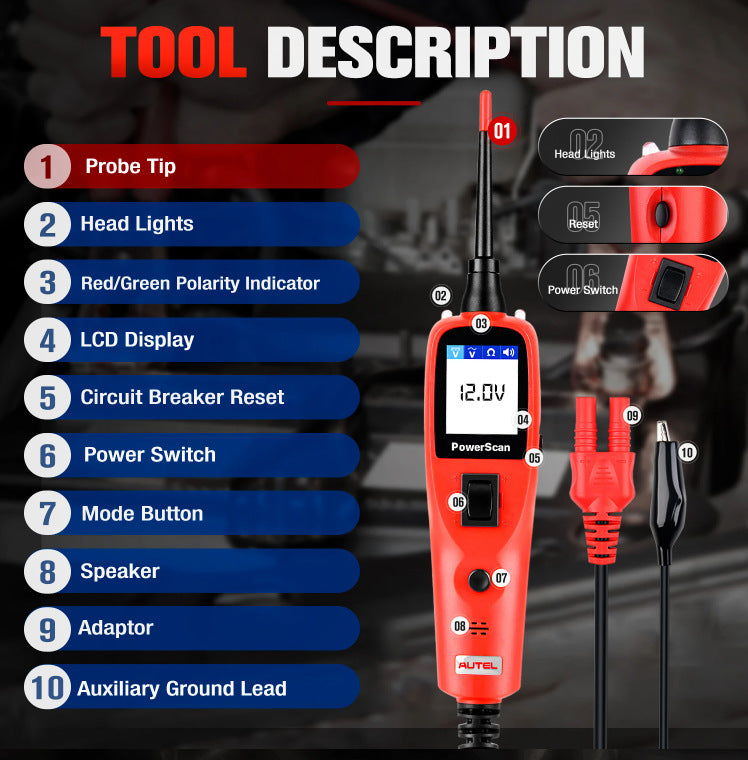 Autel PowerScan PS100 Circuit Tester – All-in-One Electrical System Diagnostic Tool