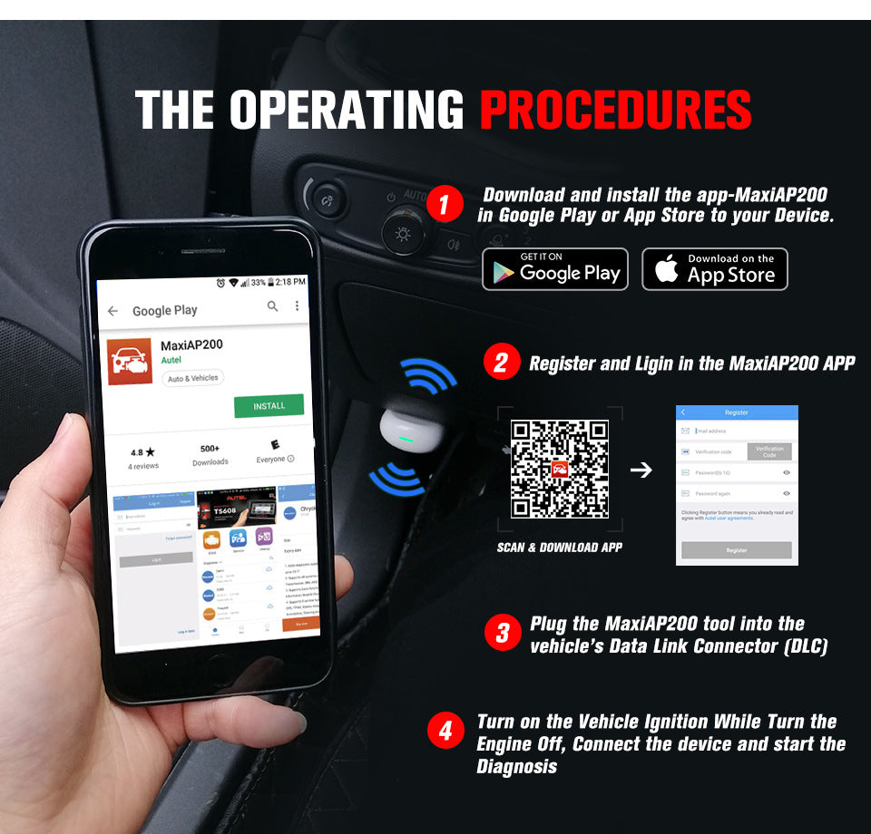 Autel AP200 – Scanner OBD2 Bluetooth pour Diagnostic Complet et Réinitialisations Automobiles