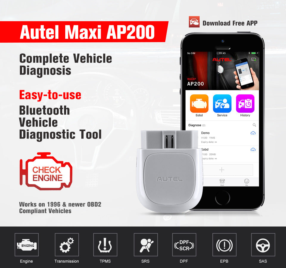 Autel AP200 – Scanner OBD2 Bluetooth pour Diagnostic Complet et Réinitialisations Automobiles