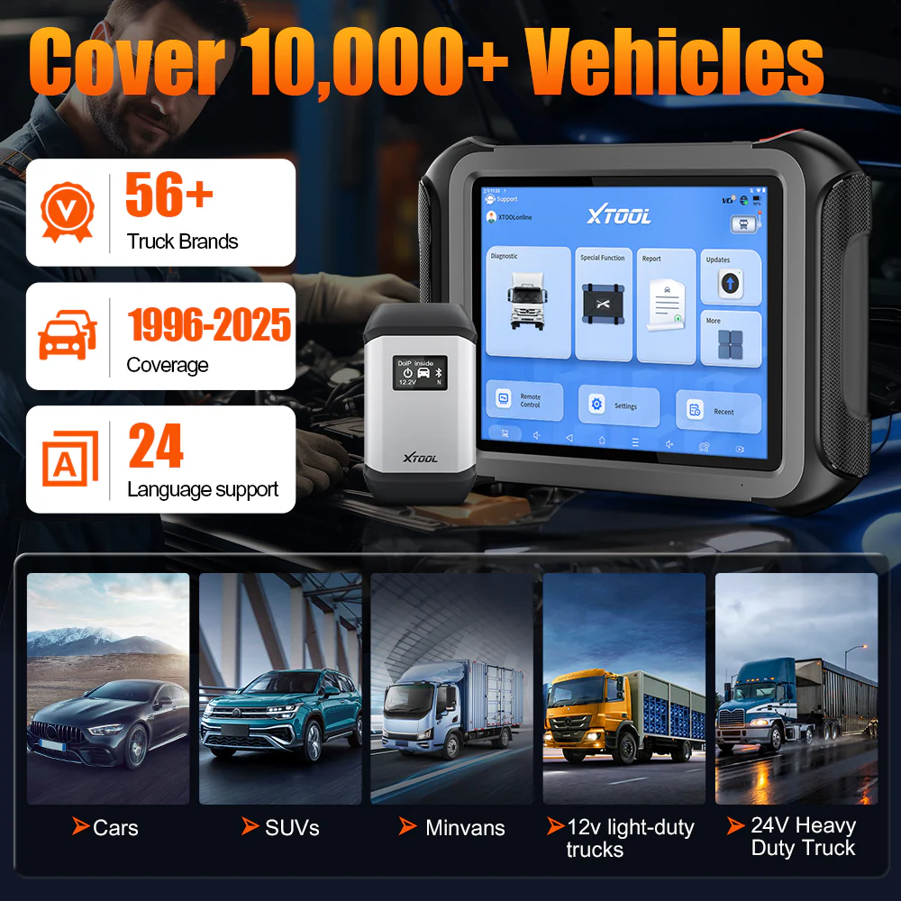 XTOOL D9HD Smart Diagnostic System, Car & Light & Heavy Duty Truck Diagnostic Tool